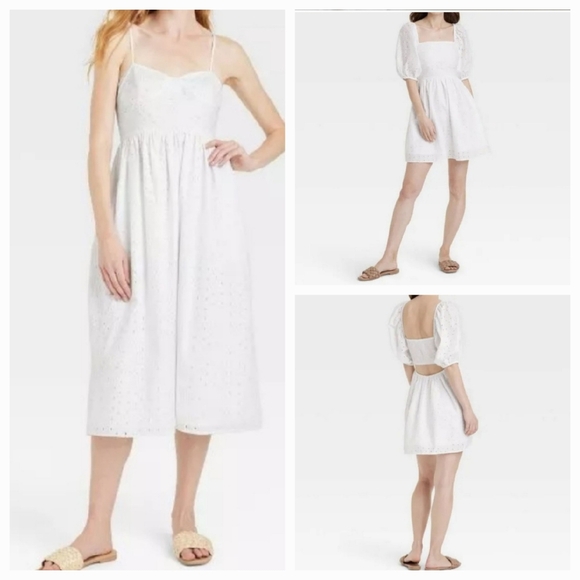 a new day Dresses & Skirts - A new day 《Bundle of 2》 Women's Eyelet Dresses ~ White